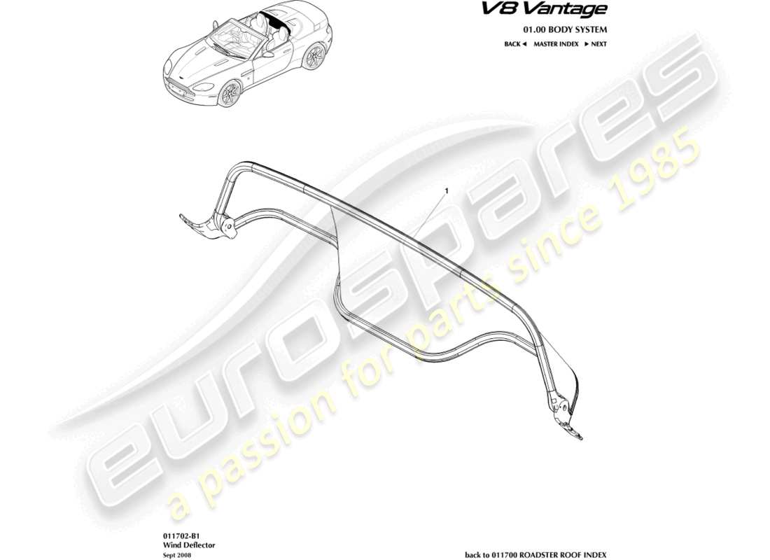 aston martin vantage gt8 (2017) wind deflector part diagram