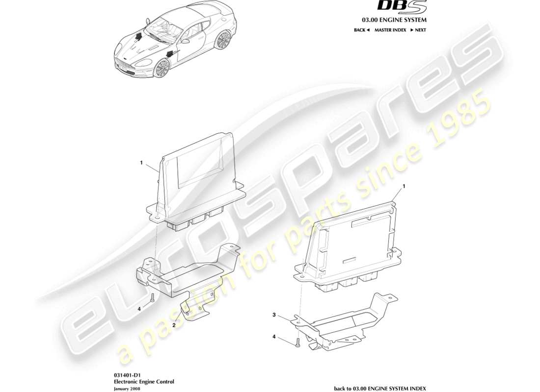 aston martin dbs (2007) electronic engine control part diagram