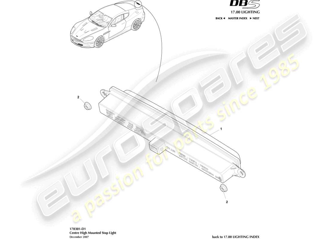 aston martin dbs (2009) high mounted stop light parts diagram