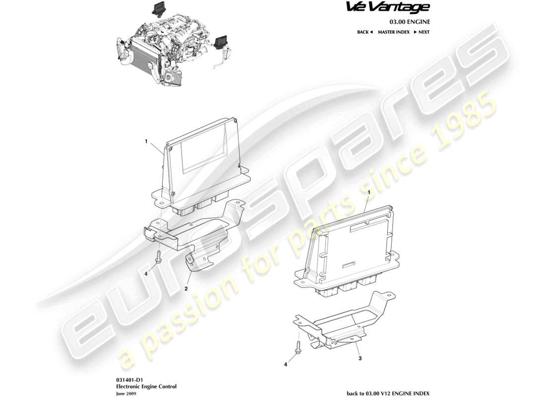 aston martin v12 vantage (2010) electronic engine control part diagram