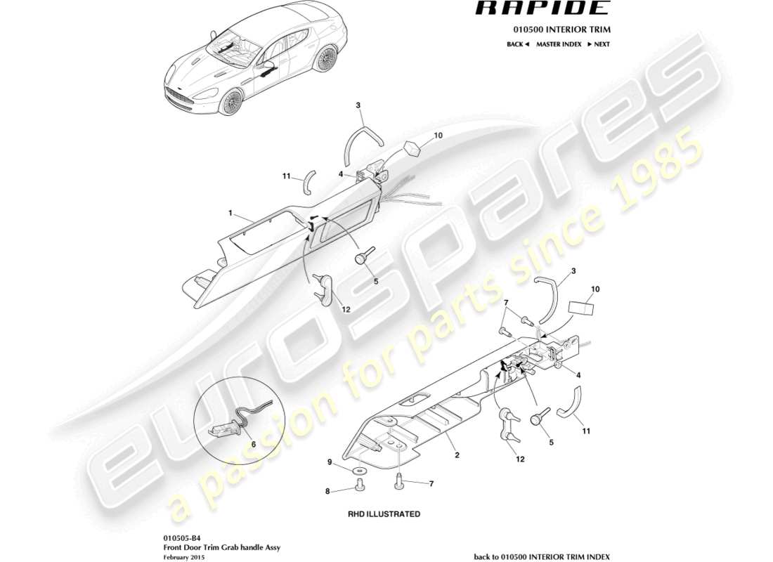 aston martin rapide (2013) front door handle part diagram