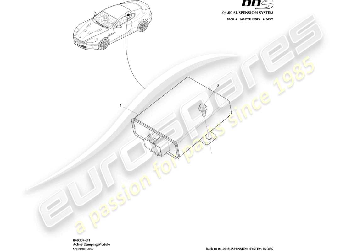 aston martin dbs (2007) active damping module part diagram