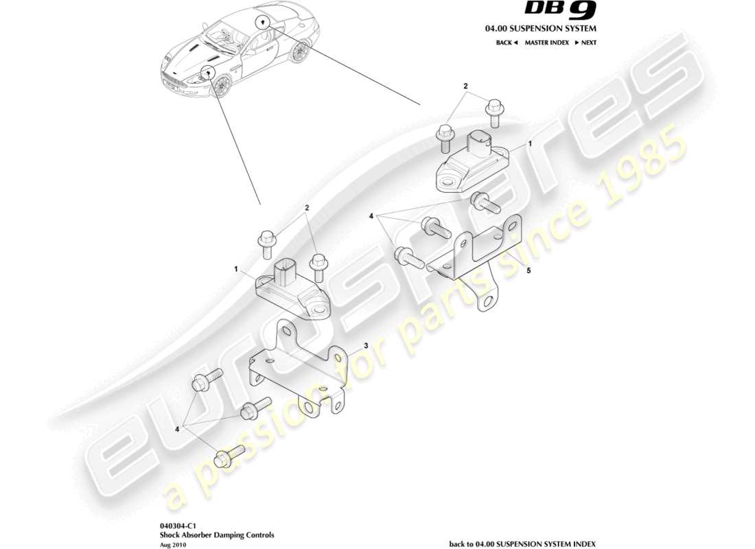 aston martin db9 (2005) shock absorber damping controls parts diagram