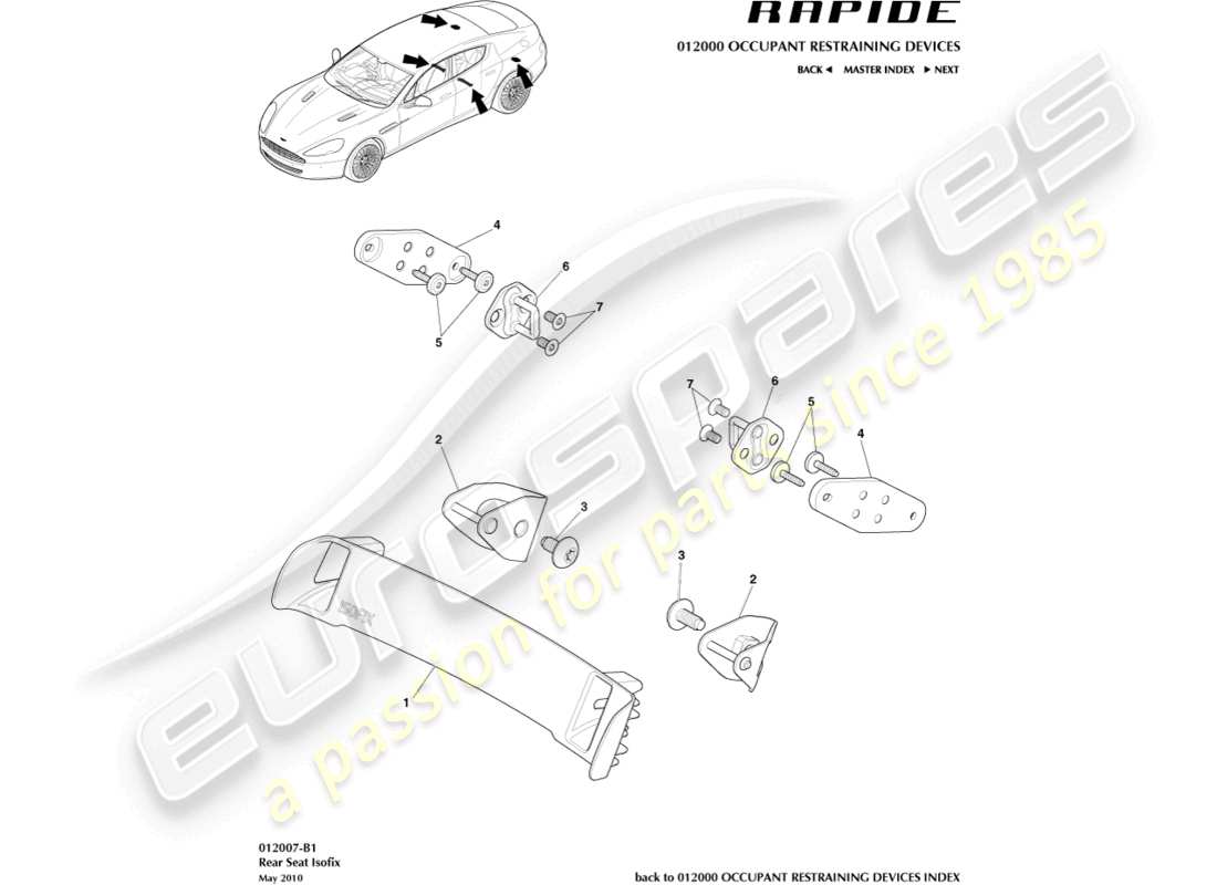 aston martin rapide (2019) isofix tether brackets part diagram