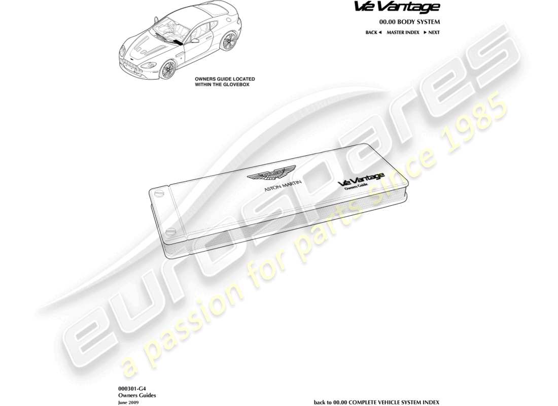 aston martin v12 vantage (2011) owners guide part diagram