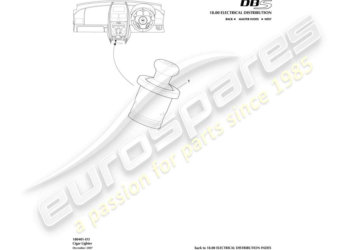 aston martin dbs (2011) ciagr lighter part diagram