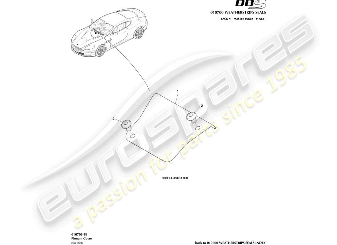 aston martin dbs (2007) plenum cover part diagram