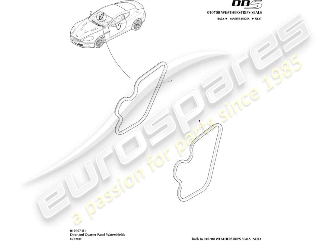 aston martin dbs (2007) watershields part diagram