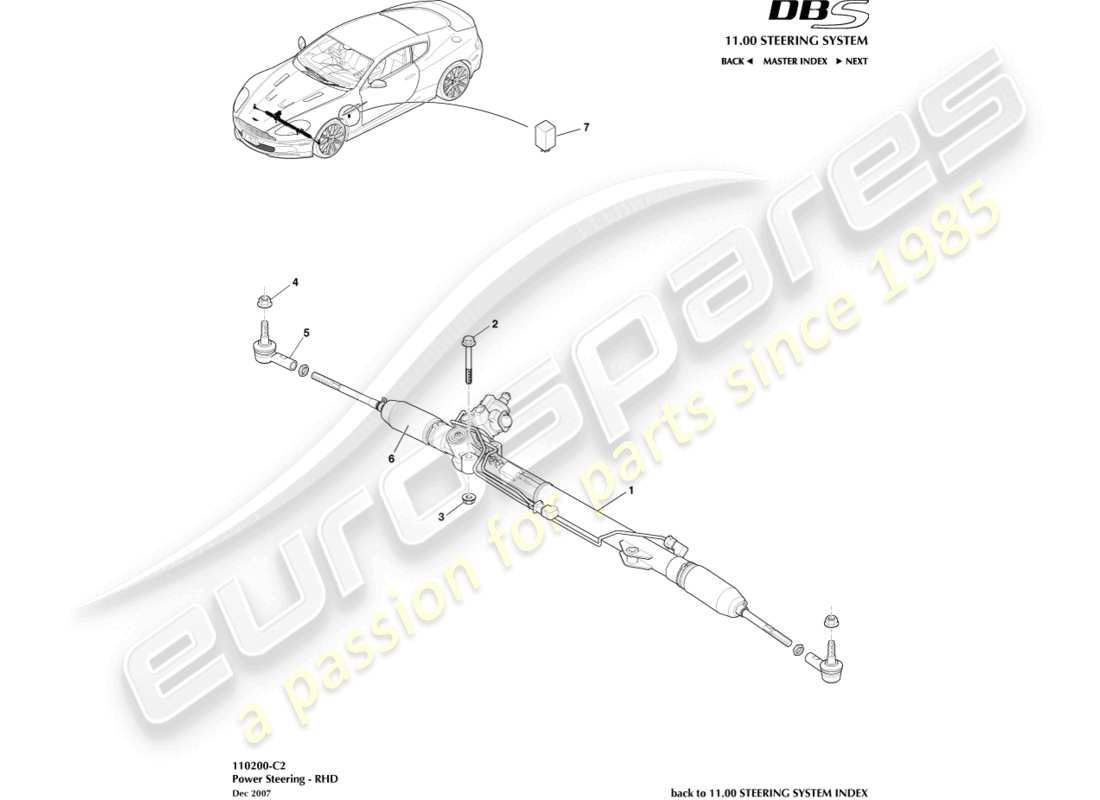 aston martin dbs (2007) power steering, rhd part diagram
