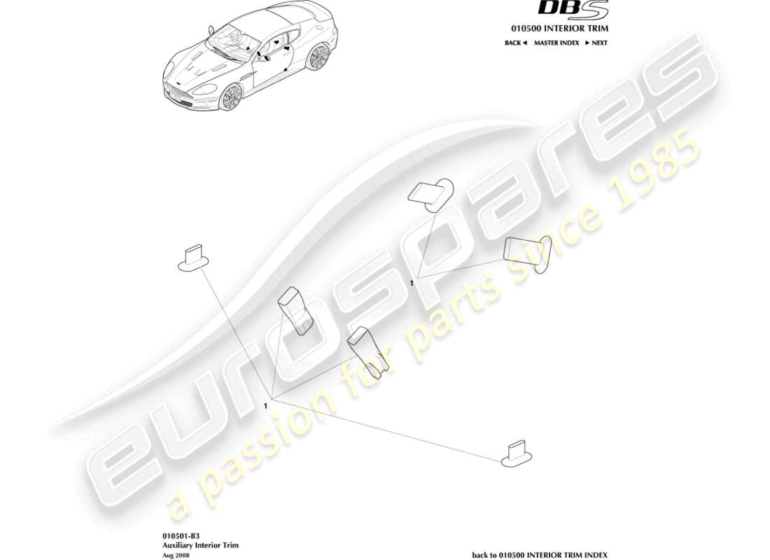 aston martin dbs (2007) auxiliary interior trim part diagram