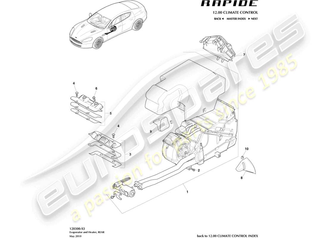 aston martin rapide (2017) hvac unit, rear part diagram