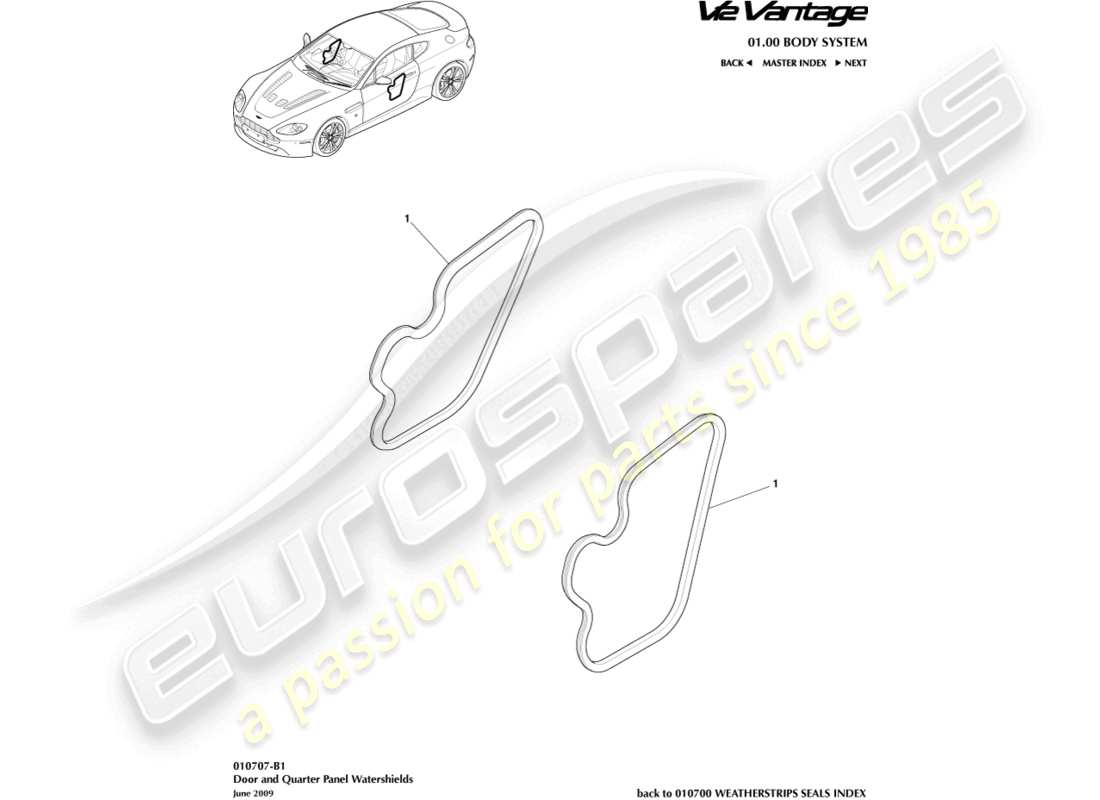 aston martin v12 vantage (2011) watershields part diagram