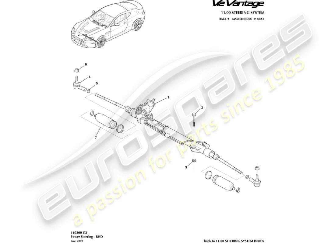 aston martin v12 vantage (2011) power steering, rhd part diagram