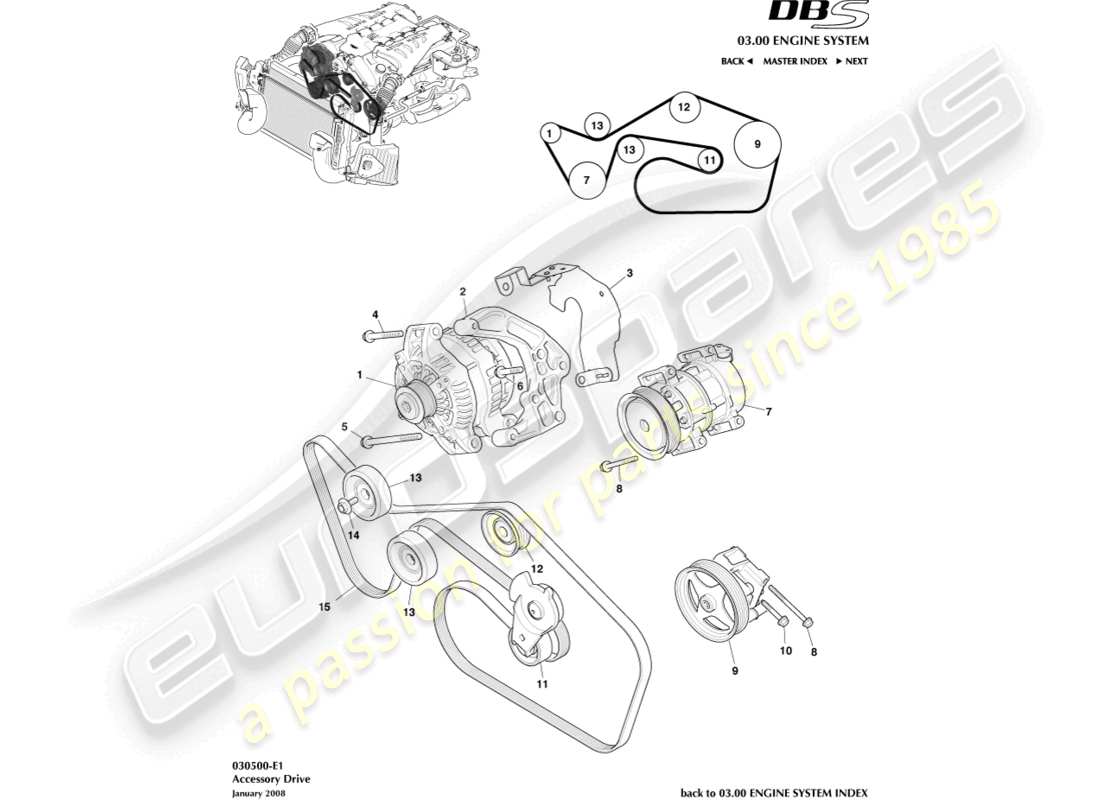 aston martin dbs (2014) accessory drive part diagram