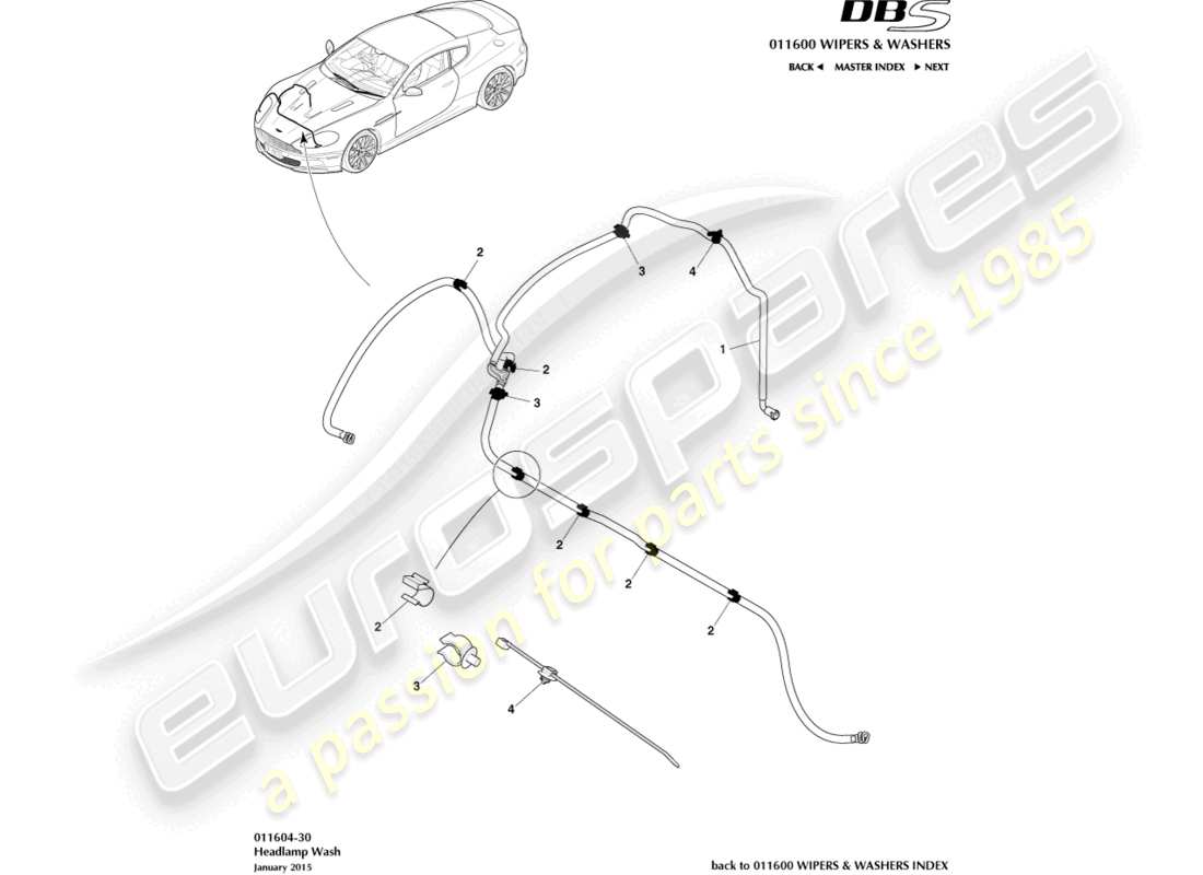 aston martin dbs (2007) headlamp wash part diagram