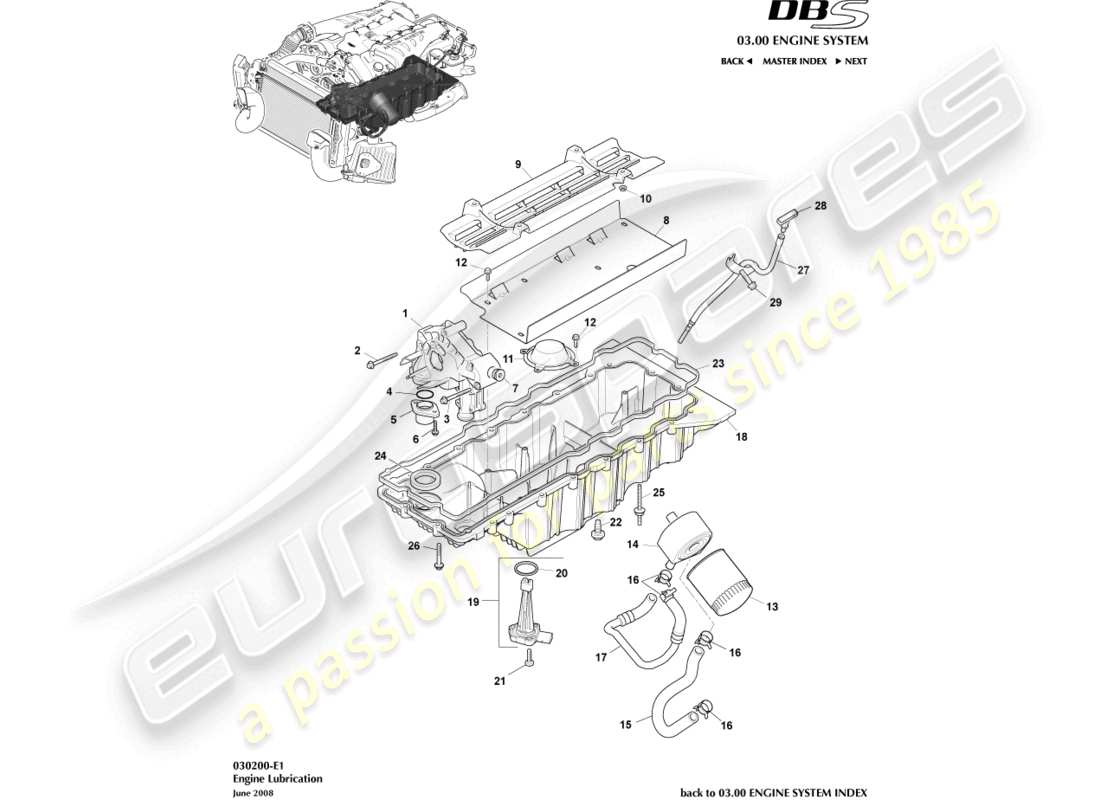 aston martin dbs (2014) engine lubrication part diagram