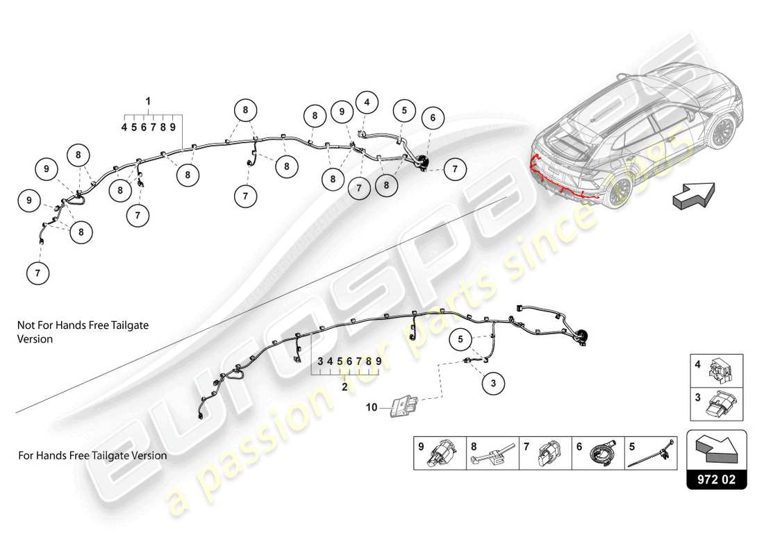 lamborghini urus (2021) wiring set for bumper rear part diagram