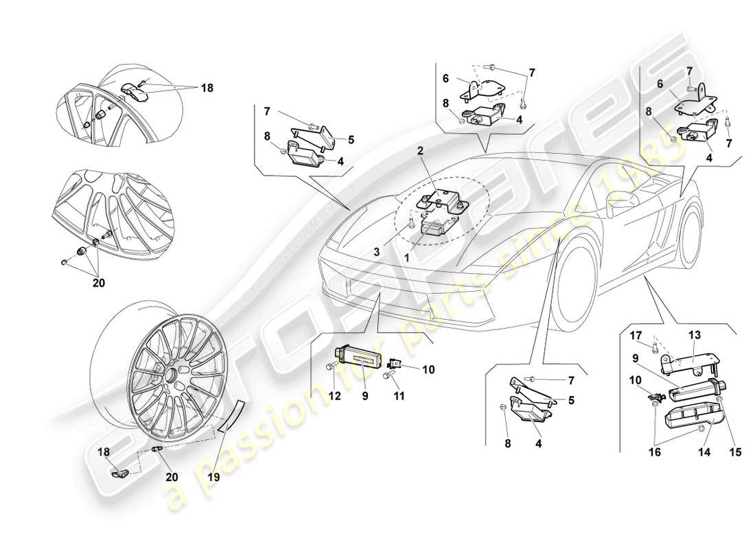 lamborghini gallardo spyder (2008) control unit for tyre pressure control part diagram