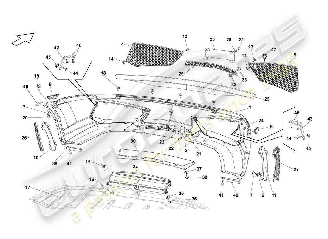 lamborghini lp560-4 coupe (2009) bumper front parts diagram