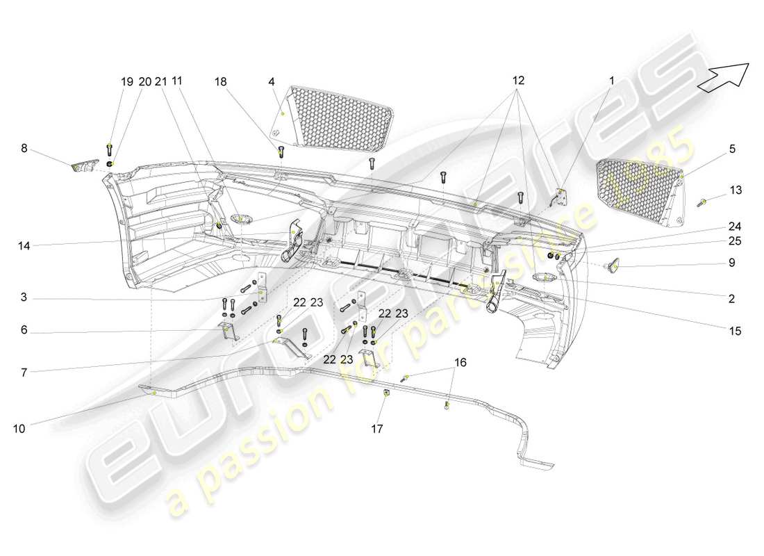 lamborghini gallardo spyder (2008) bumper front part diagram