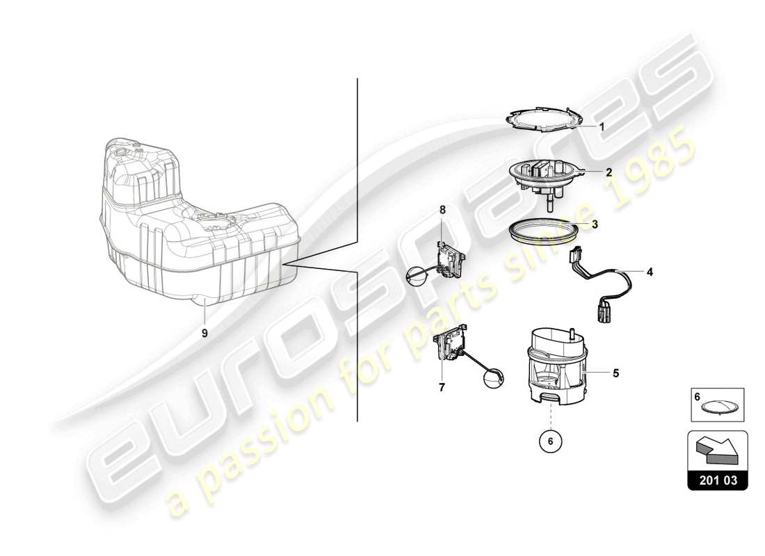 lamborghini 2023 (tecnica) fuel delivery module right parts diagram