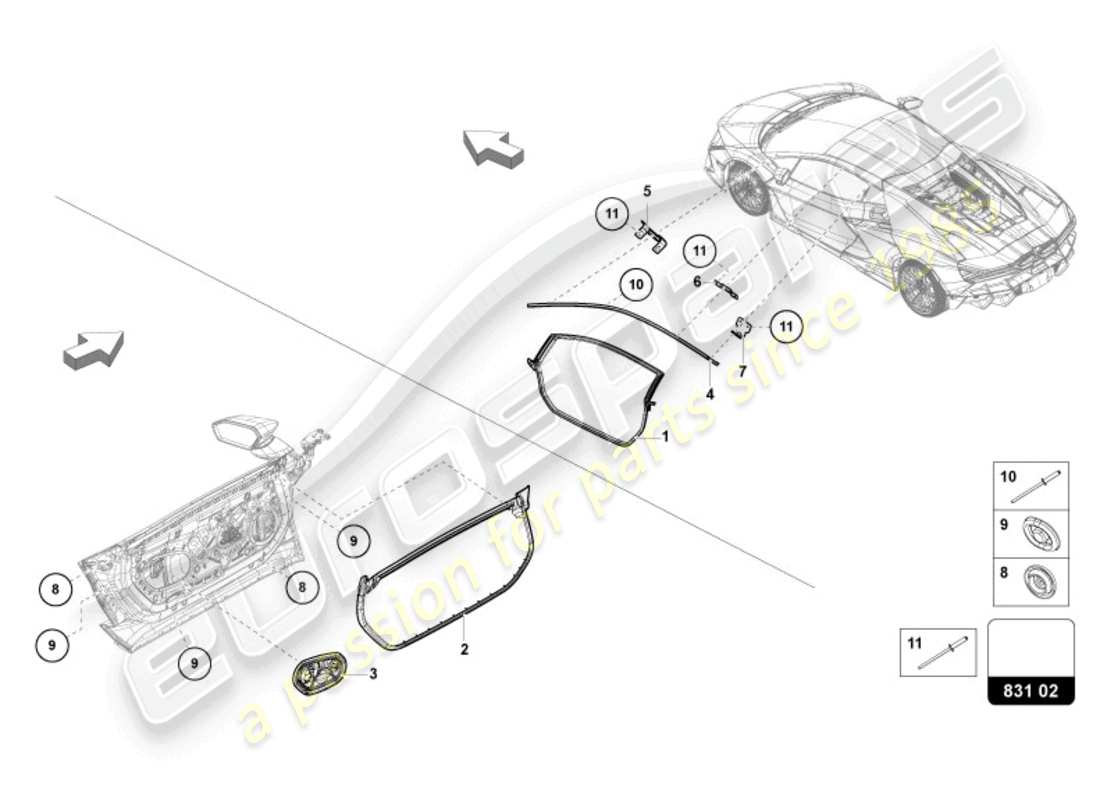 lamborghini revuelto coupe (2024) door seal parts diagram