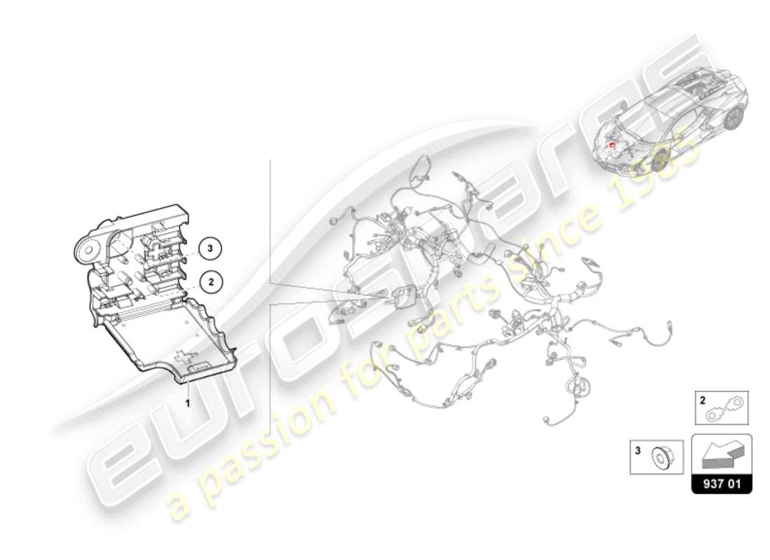 lamborghini revuelto coupe (2024) central electrics parts diagram