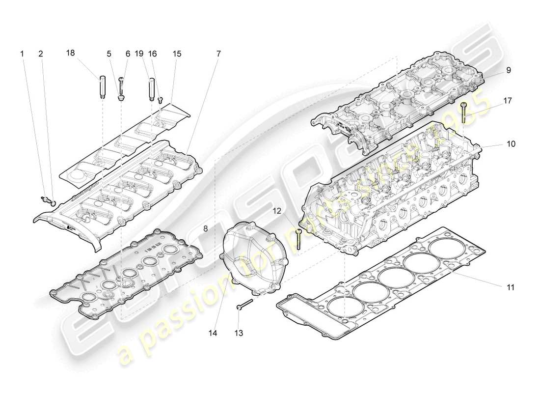 lamborghini gallardo spyder (2008) cylinder head cylinders 1-5 part diagram