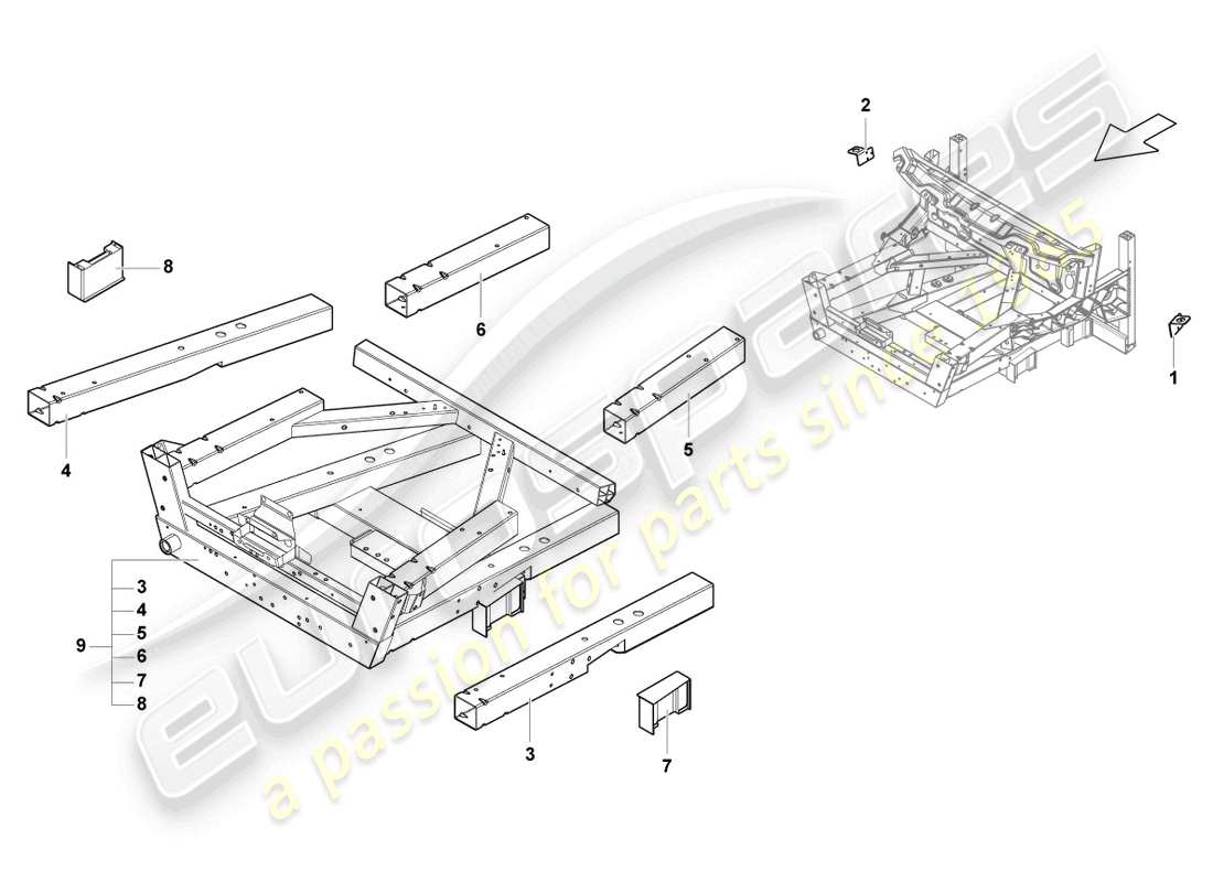 lamborghini gallardo spyder (2008) bodywork front part part diagram