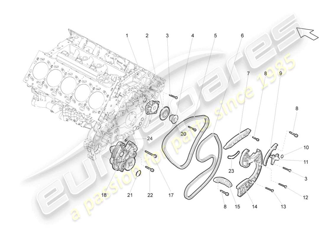 lamborghini gallardo spyder (2008) timing chain part diagram