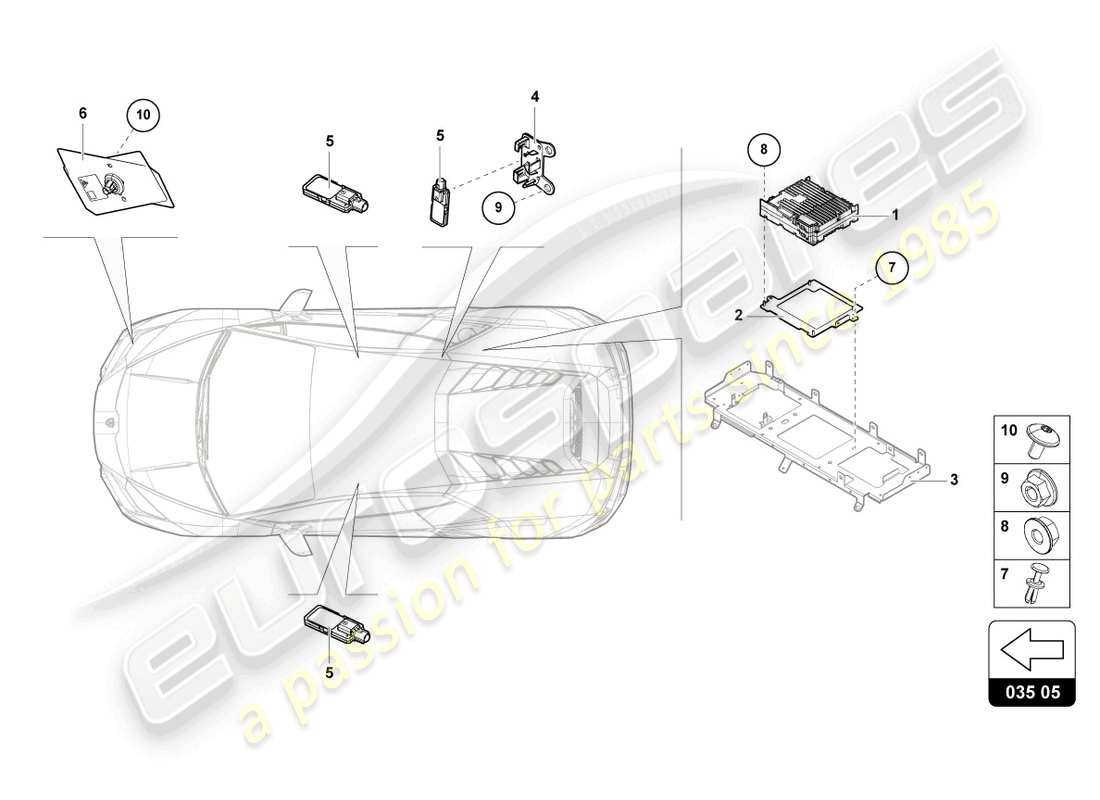 lamborghini 2022 (evo spyder 2wd) aerial part diagram