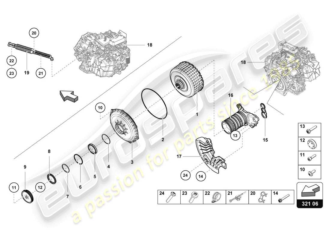 lamborghini 2021 (evo coupe) multi-plate clutch for dual clutch gearbox part diagram