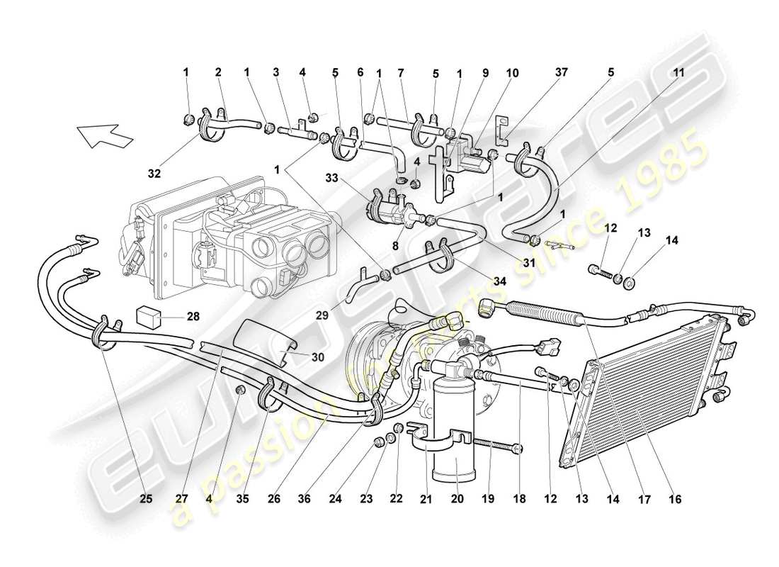 lamborghini lp640 roadster (2010) a/c condenser part diagram