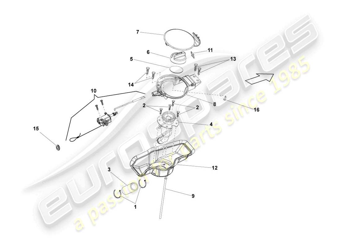 lamborghini lp560-4 spider (2010) fuel filler flap parts diagram