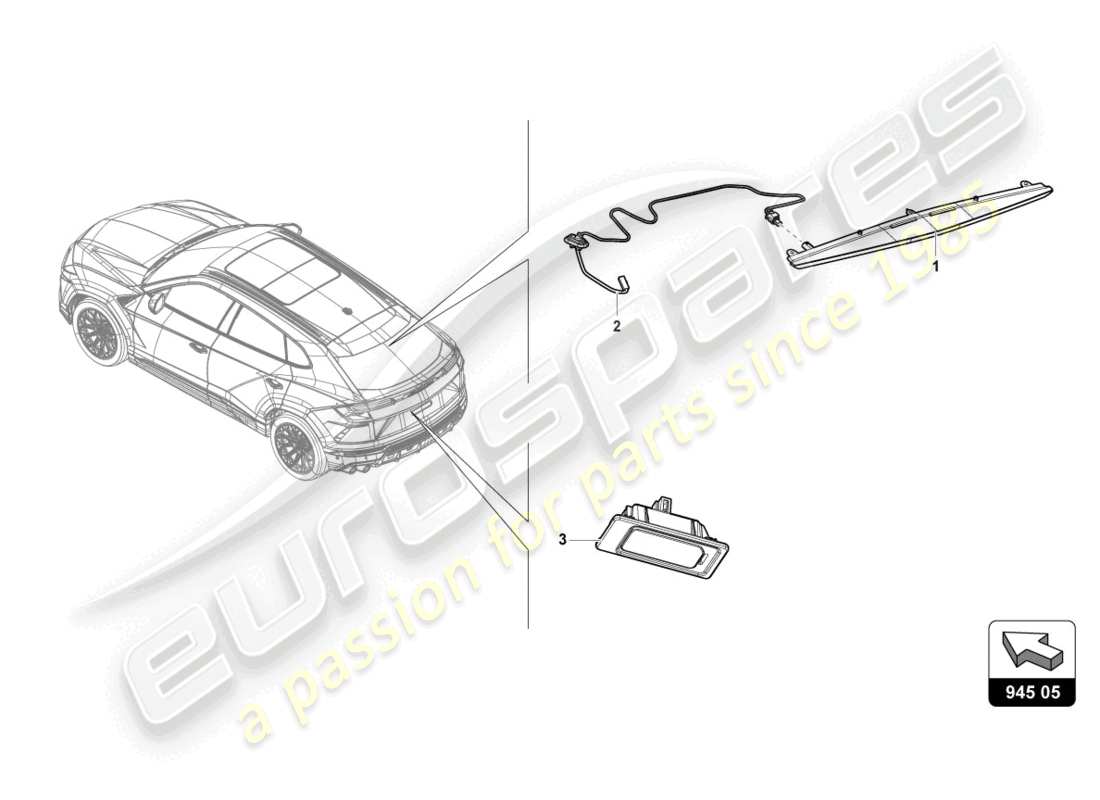 lamborghini urus (2022) additional brake light part diagram