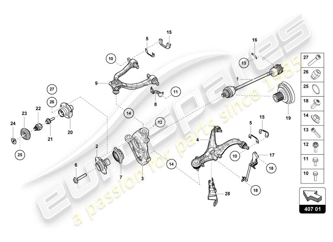 lamborghini 2023 (tecnica) axle shaft front parts diagram
