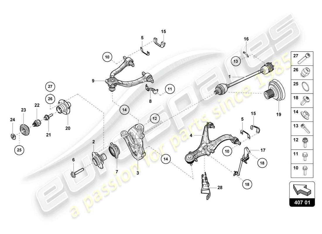 lamborghini 2023 (evo coupe) axle shaft front part diagram
