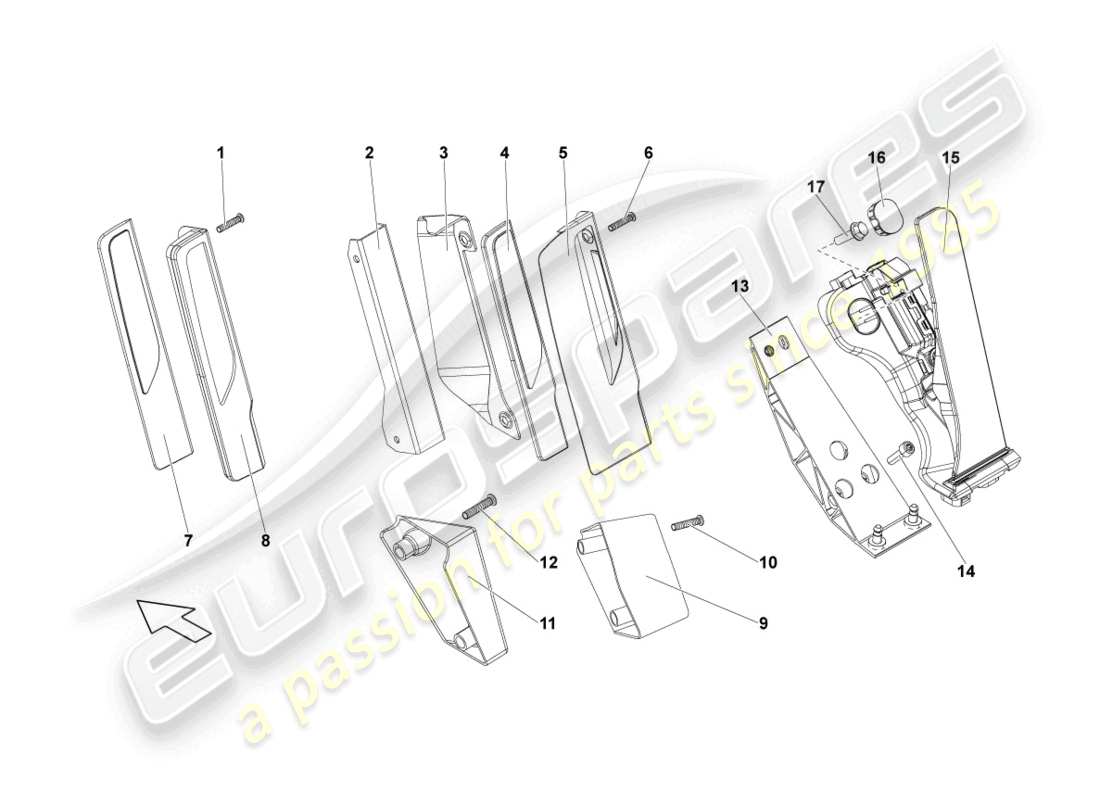 lamborghini lp550-2 spyder (2010) accelerator pedal part diagram