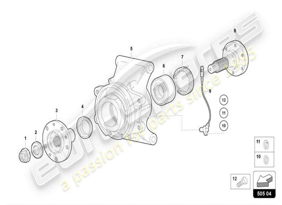 lamborghini diablo vt (1998) wheel hub parts diagram