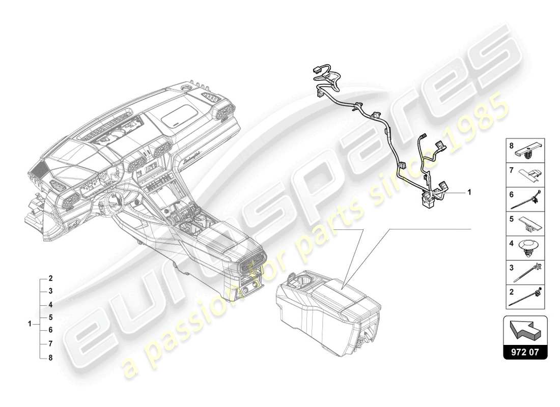 lamborghini urus (2022) wiring harness for rear console part diagram