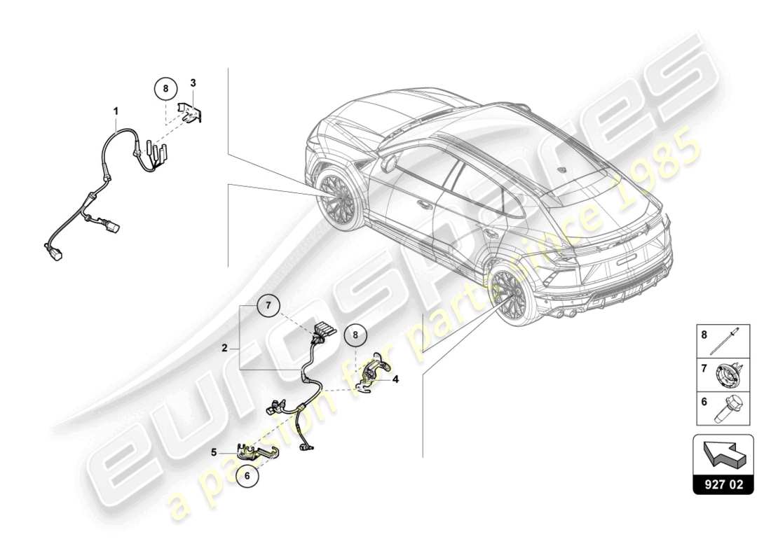 lamborghini urus (2022) wiring harness for anti-lock brakesystem -abs- part diagram