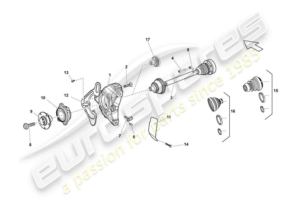 lamborghini gallardo coupe (2007) drive shaft front part diagram