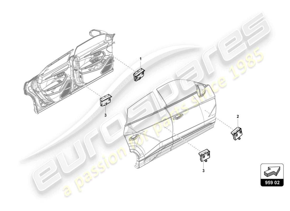 lamborghini urus (2022) door control unit part diagram