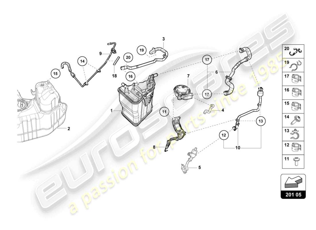 lamborghini 2023 (tecnica) activated charcoal container parts diagram