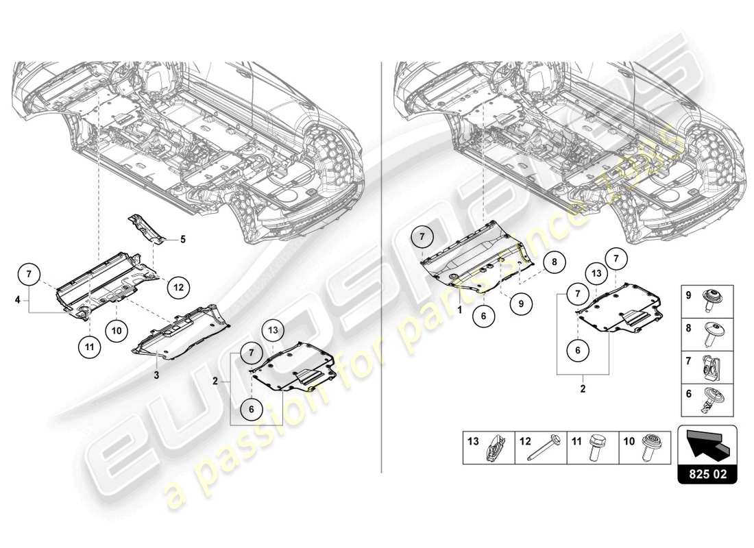 lamborghini urus (2022) underbody trim part diagram