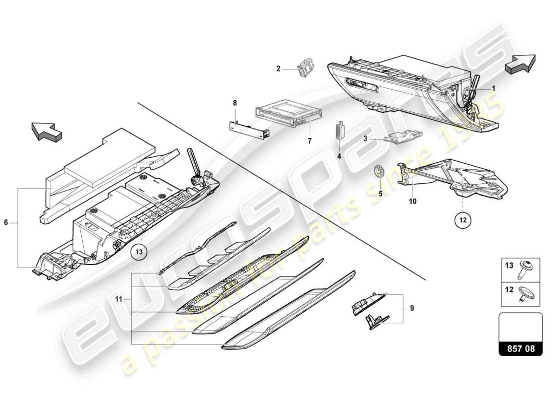 lamborghini urus (2022) glove box part diagram