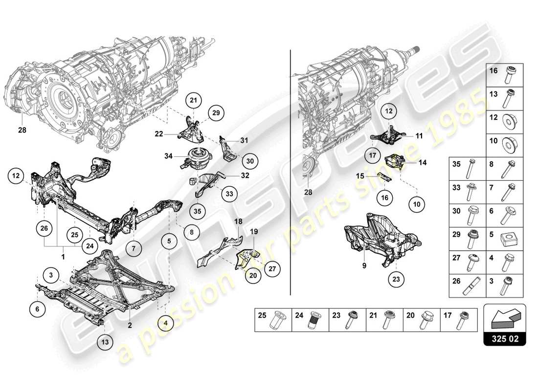 lamborghini urus (2022) transmission securing parts part diagram