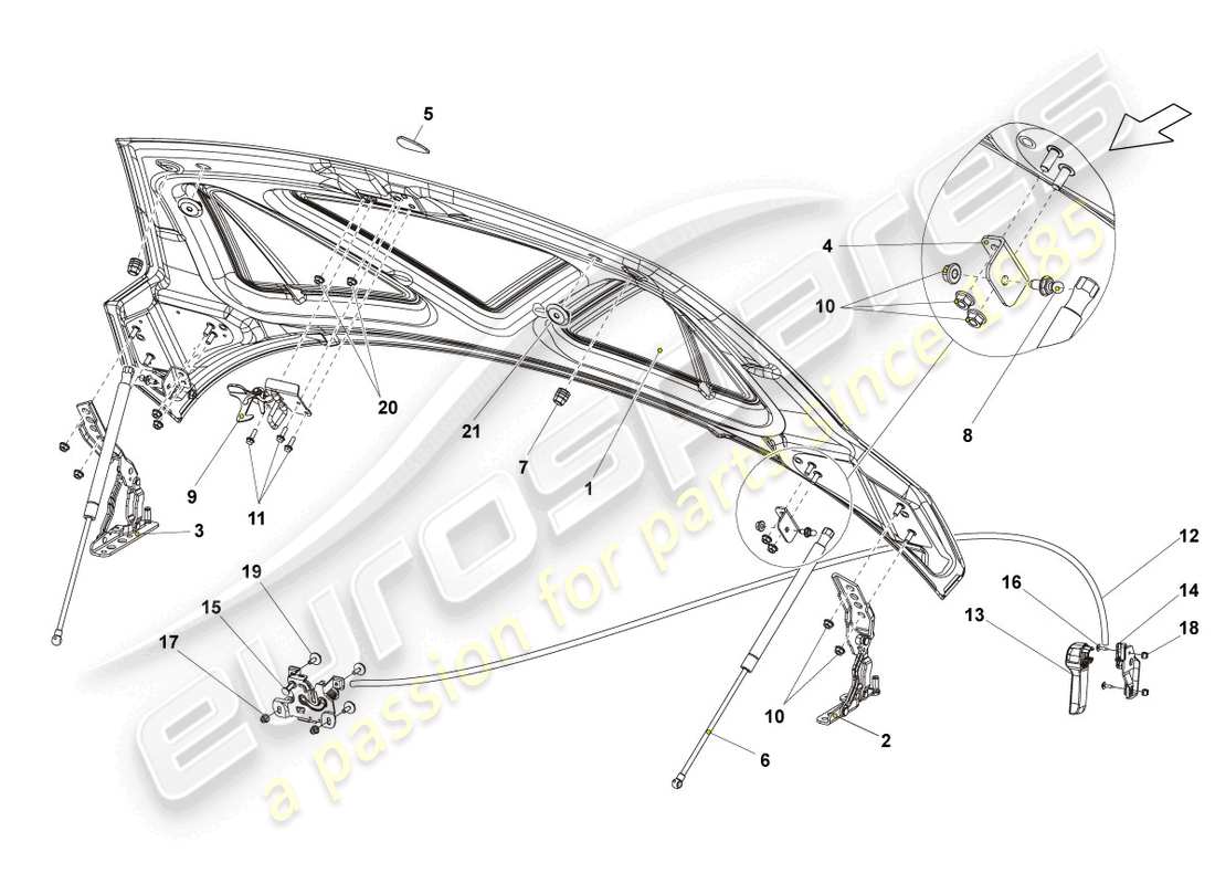 lamborghini lp570-4 sl (2012) bonnet parts diagram