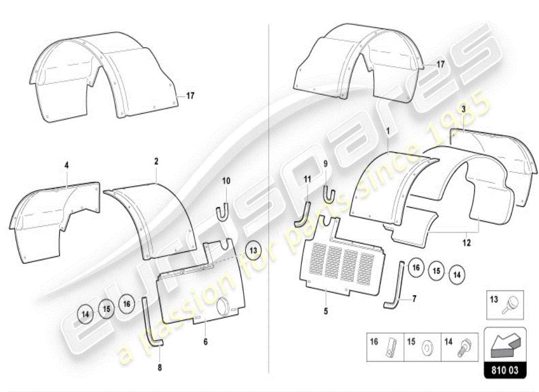 lamborghini diablo vt (1995) rear wheel housing parts diagram