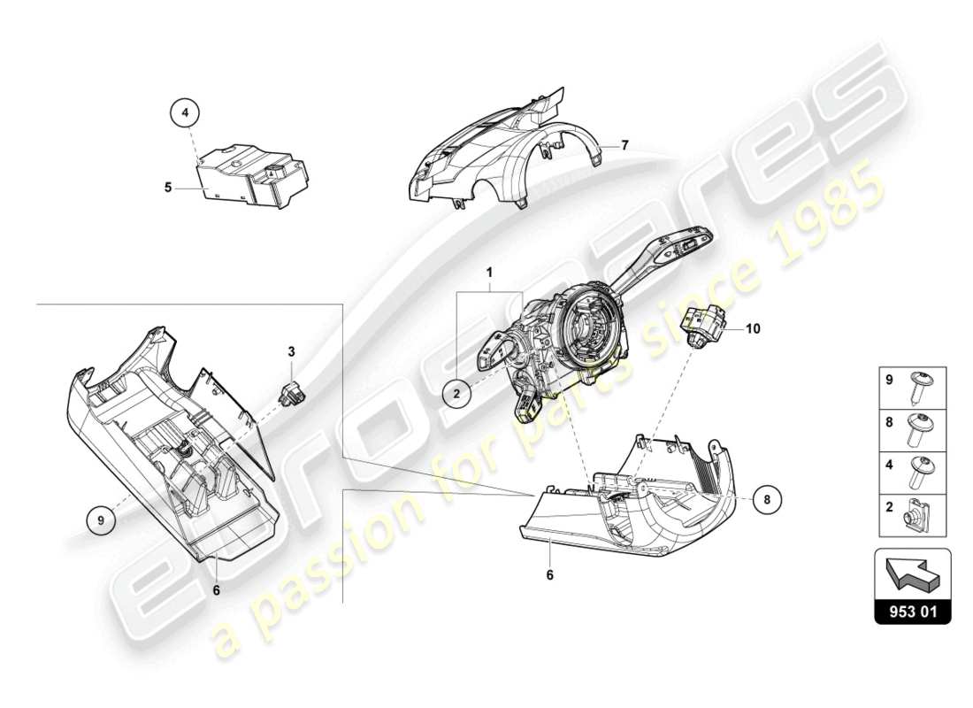 lamborghini urus (2020) steering col. combi switch parts diagram